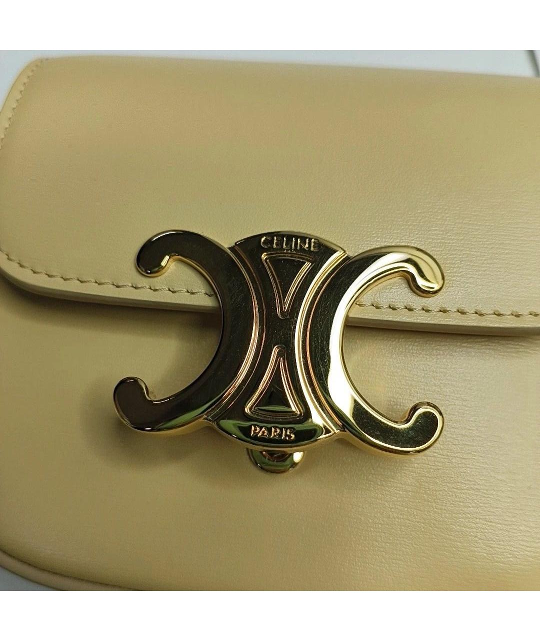 CELINE Желтая кожаная сумка через плечо, фото 8