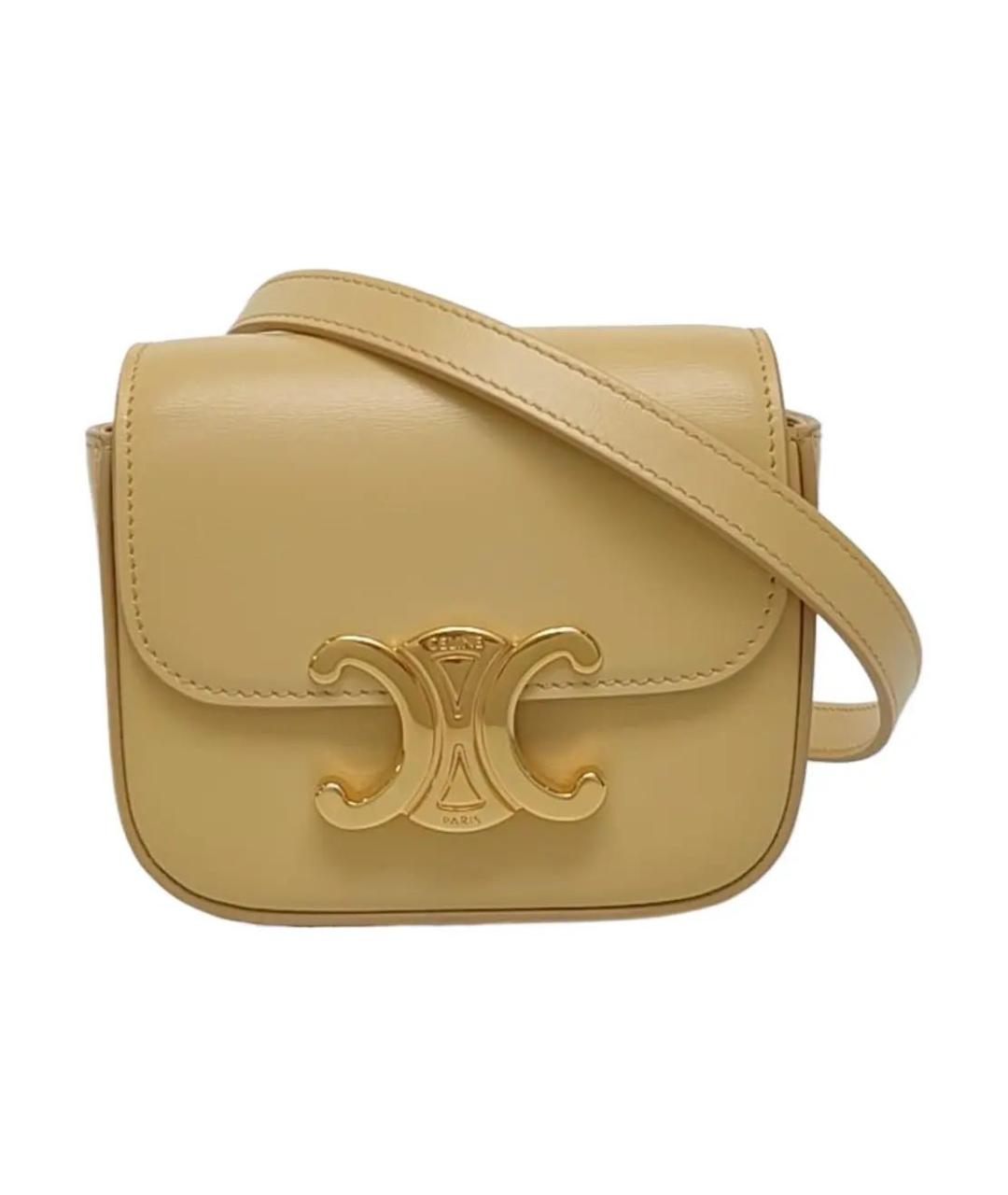 CELINE Желтая кожаная сумка через плечо, фото 9