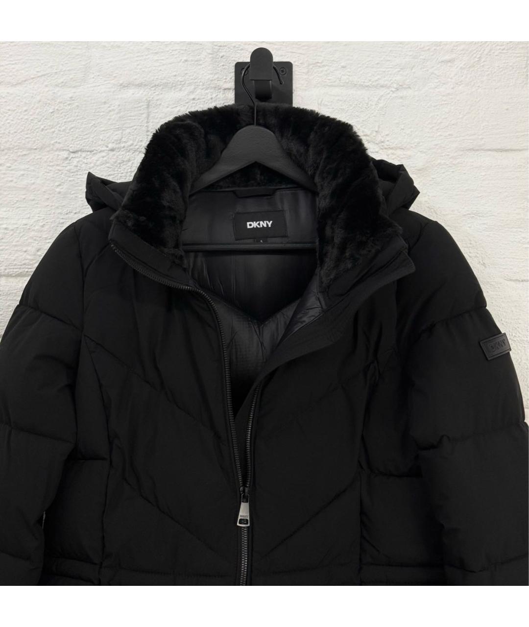 DKNY Черный полиэстеровый пуховик, фото 3
