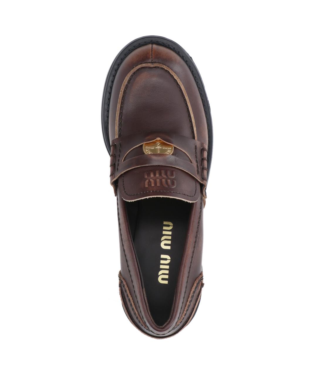 MIU MIU Коричневые кожаные лоферы, фото 5