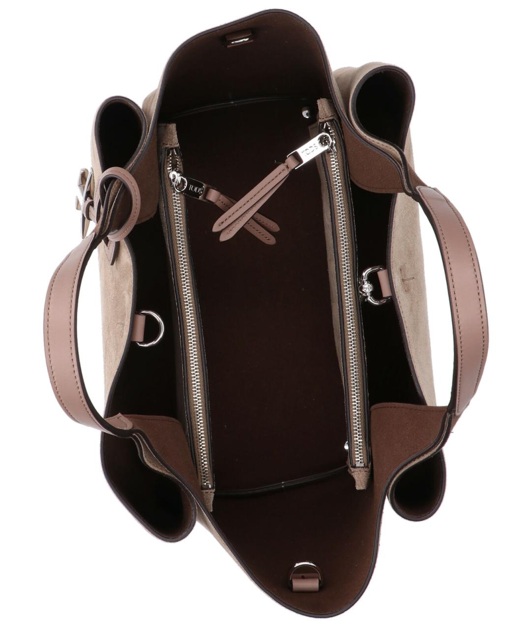 TOD'S Бежевая замшевая сумка тоут, фото 4