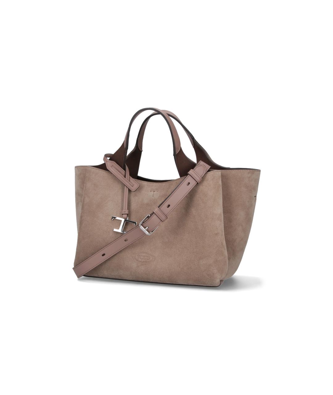 TOD'S Бежевая замшевая сумка тоут, фото 2