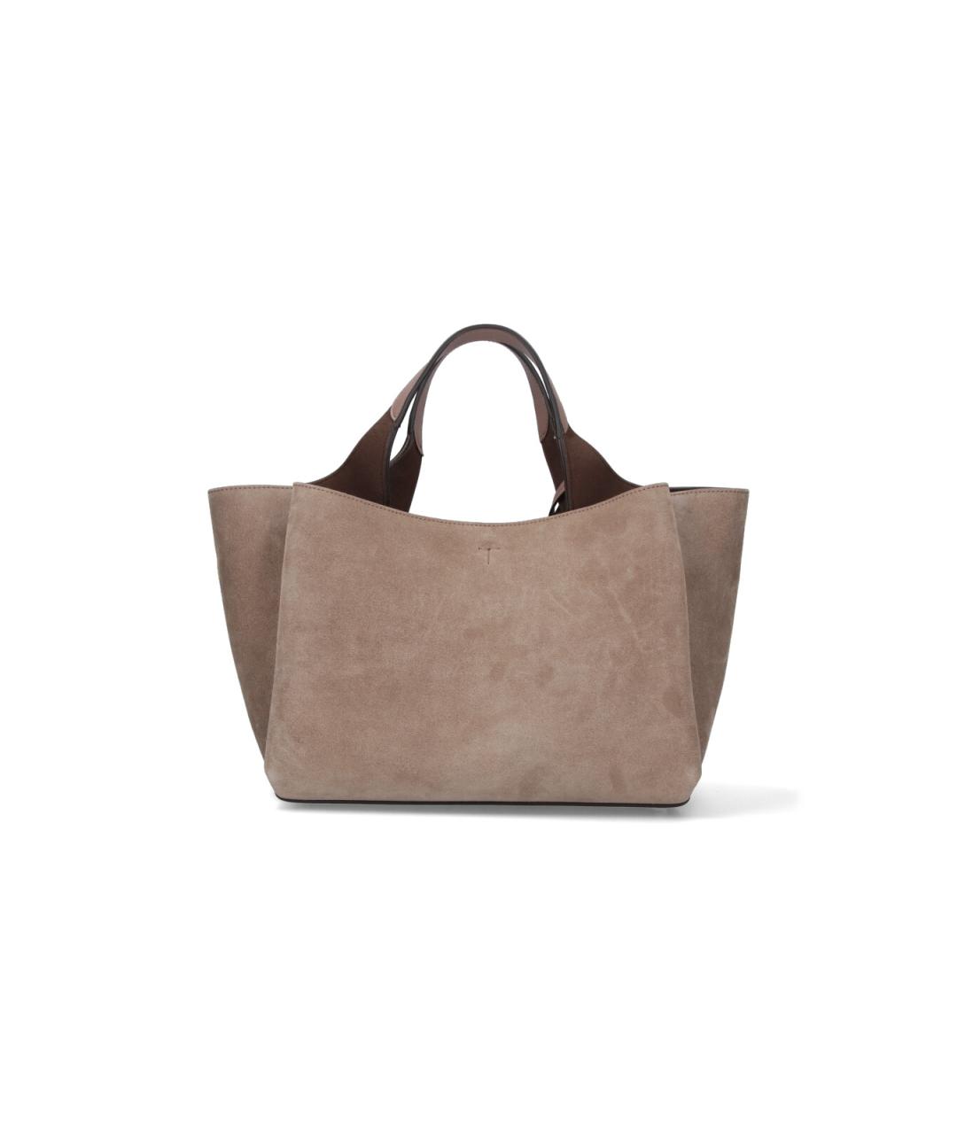 TOD'S Бежевая замшевая сумка тоут, фото 3