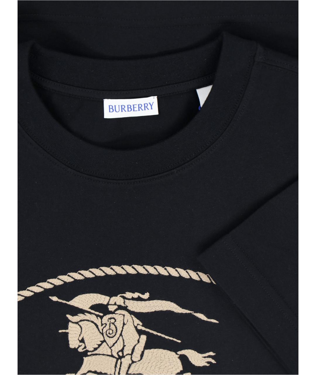 BURBERRY Черная хлопковая футболка, фото 3