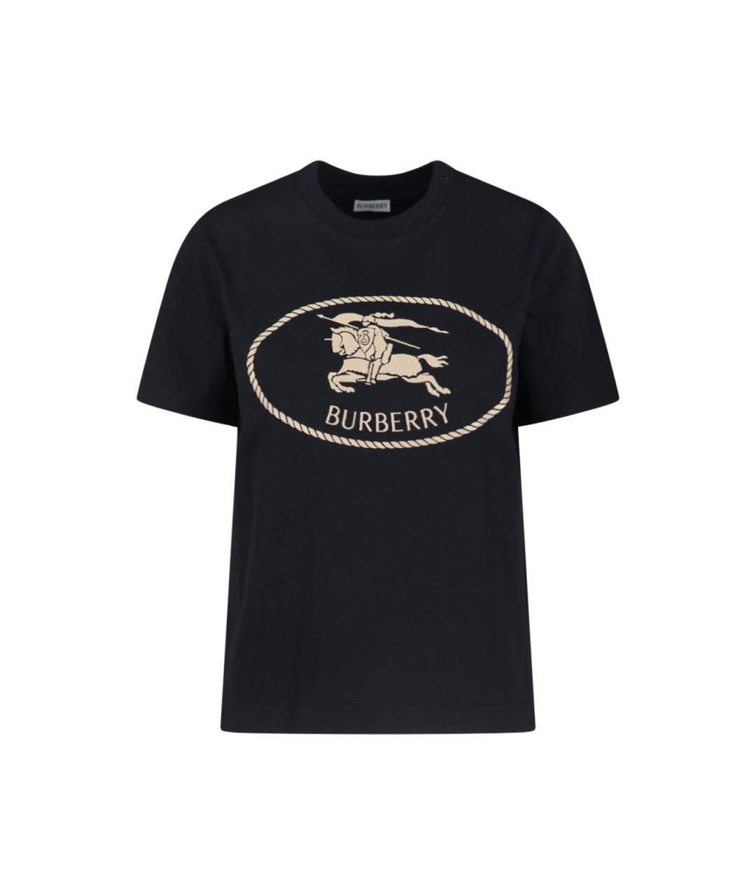 BURBERRY Черная хлопковая футболка, фото 1