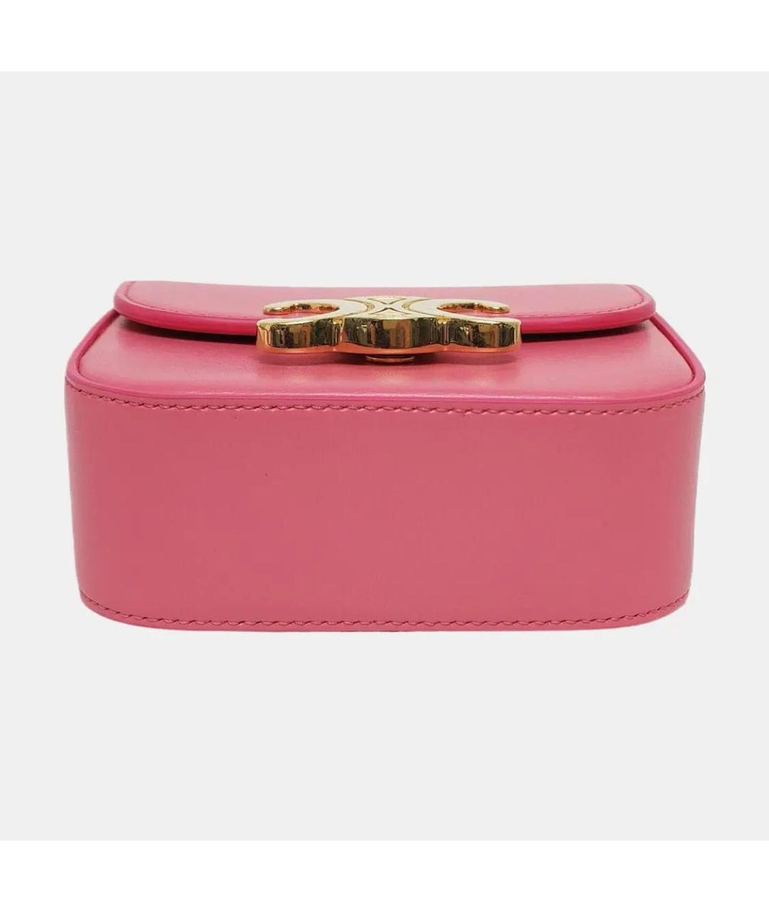 CELINE Розовая кожаная сумка через плечо, фото 5