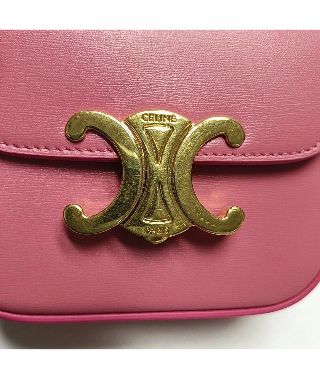 CELINE Розовая кожаная сумка через плечо, фото 8
