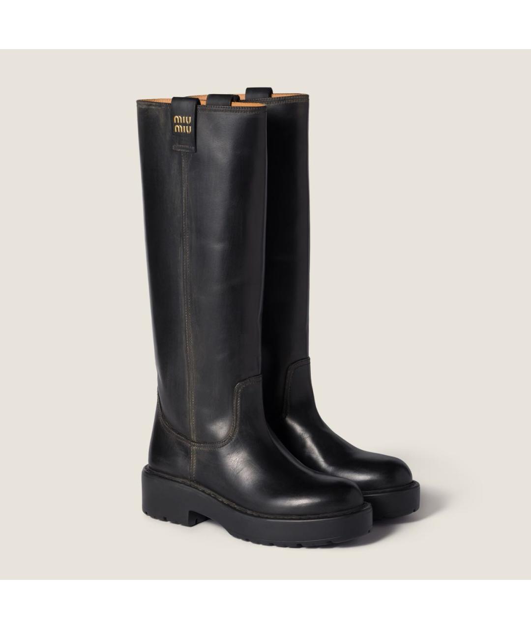 MIU MIU Черные кожаные сапоги, фото 2