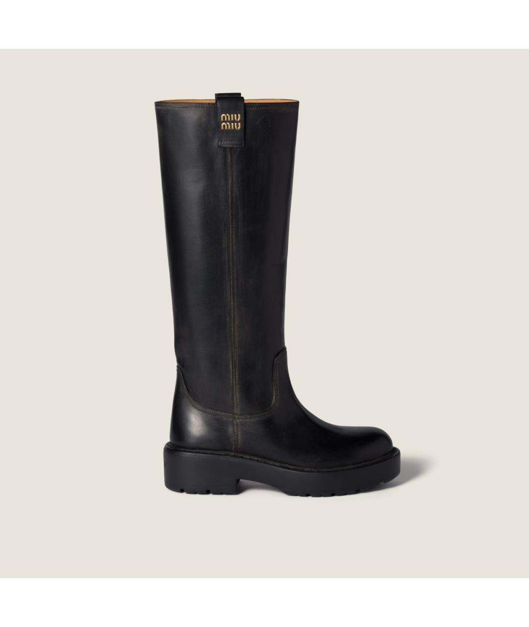 MIU MIU Черные кожаные сапоги, фото 3