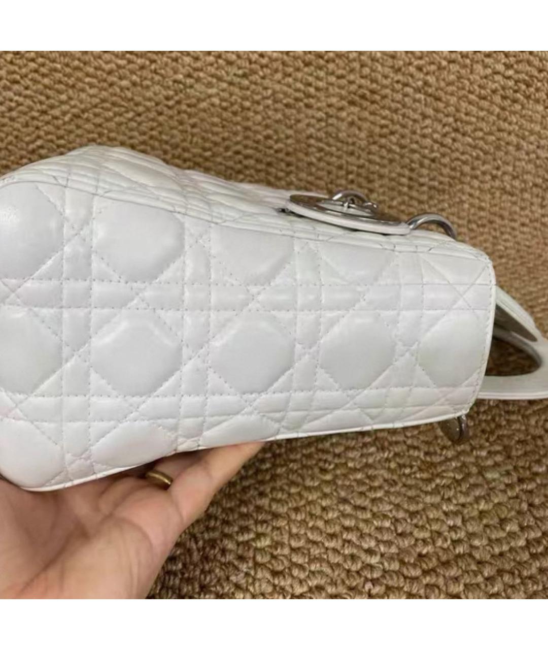 CHRISTIAN DIOR Белая кожаная сумка с короткими ручками, фото 3