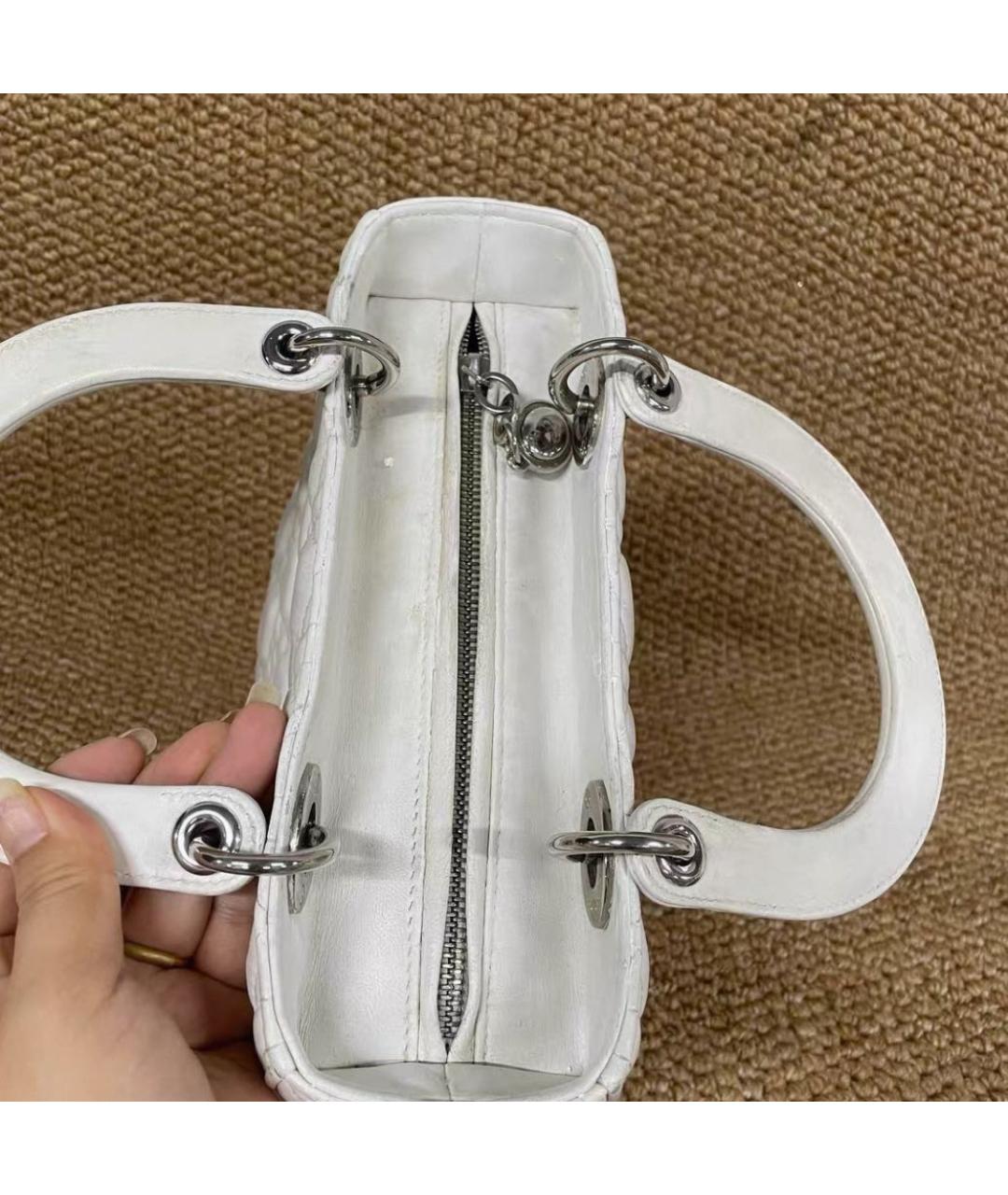 CHRISTIAN DIOR Белая кожаная сумка с короткими ручками, фото 4