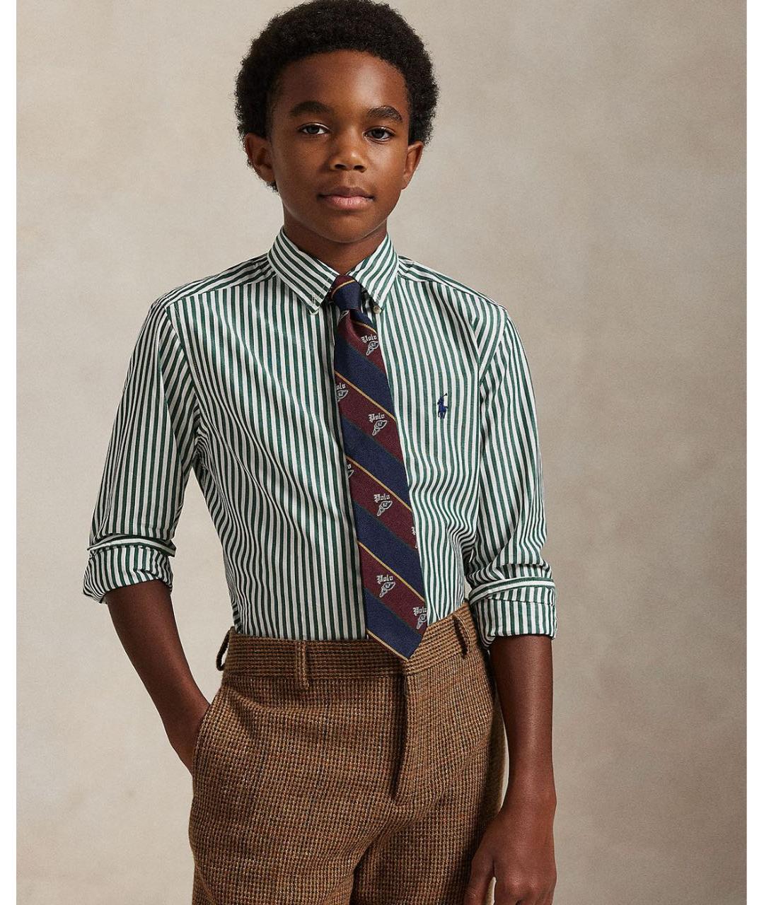 POLO RALPH LAUREN Зеленая хлопковая детская рубашка, фото 3