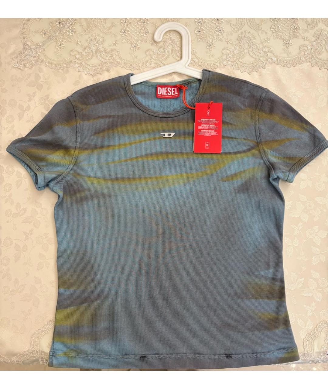 DIESEL Антрацитовая хлопко-эластановая футболка, фото 2