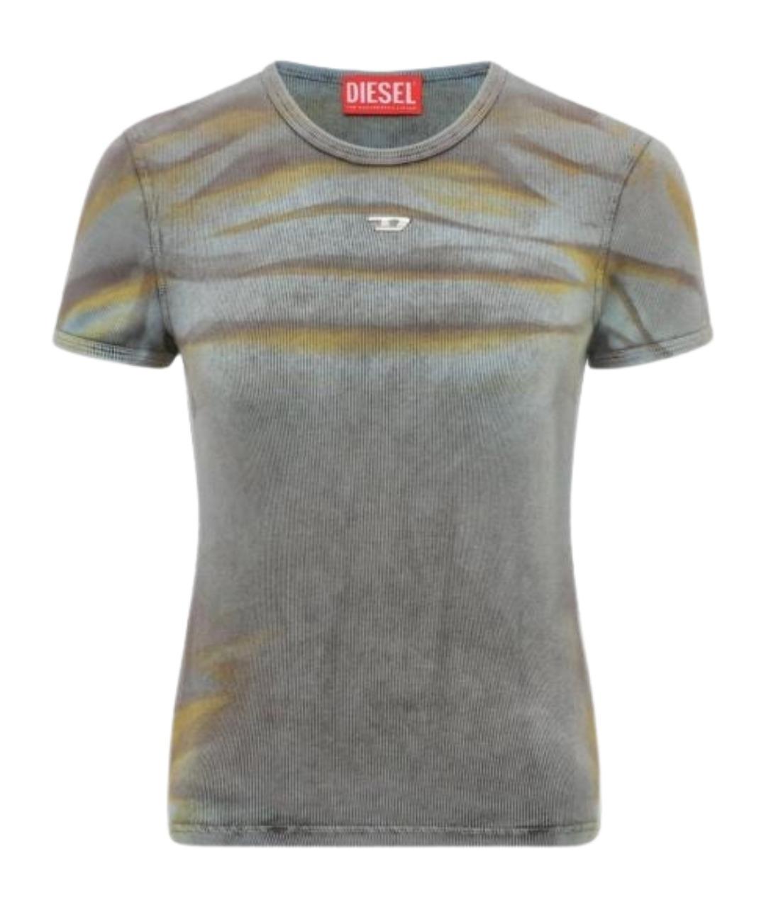 DIESEL Антрацитовая хлопко-эластановая футболка, фото 1