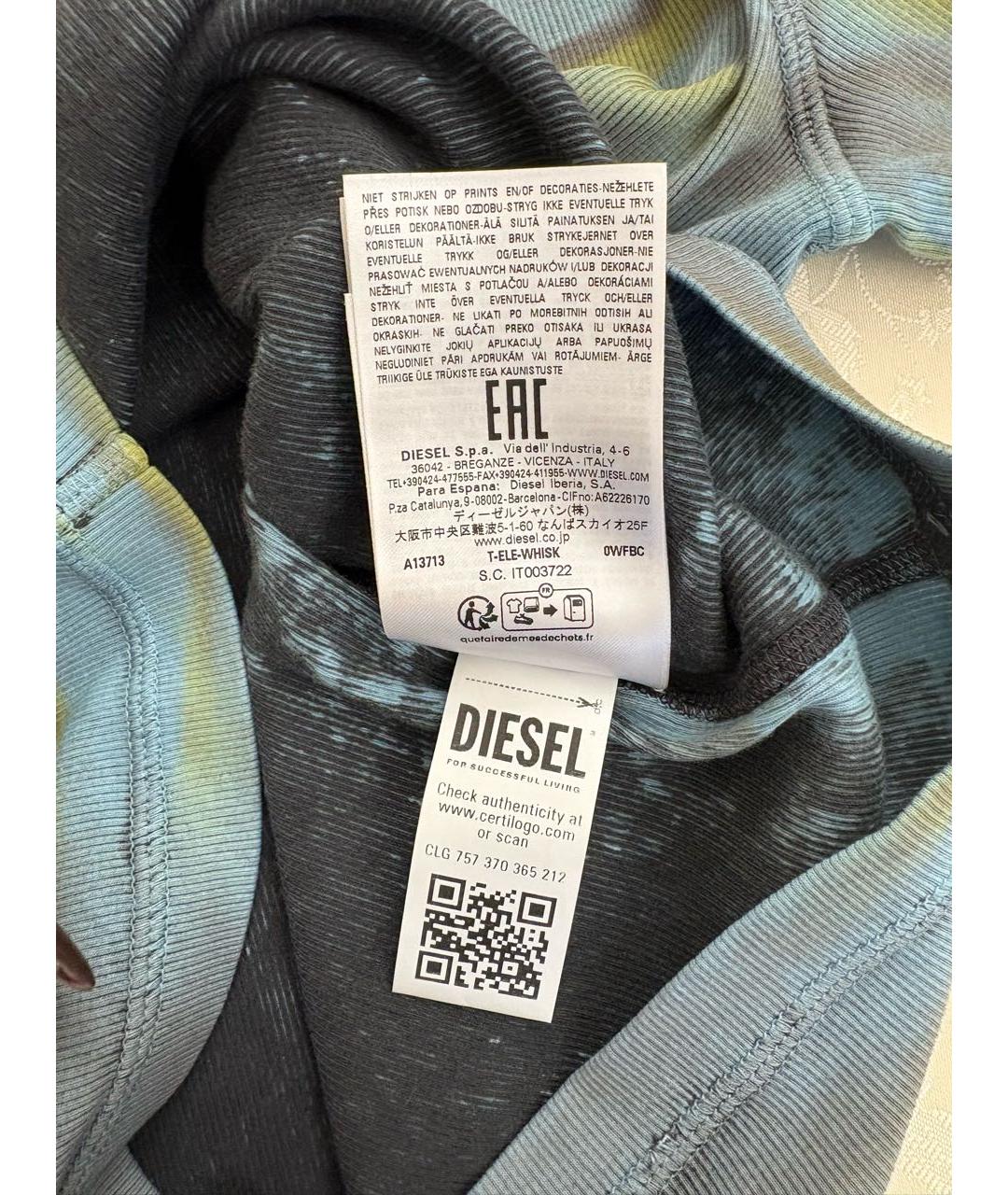 DIESEL Антрацитовая хлопко-эластановая футболка, фото 5