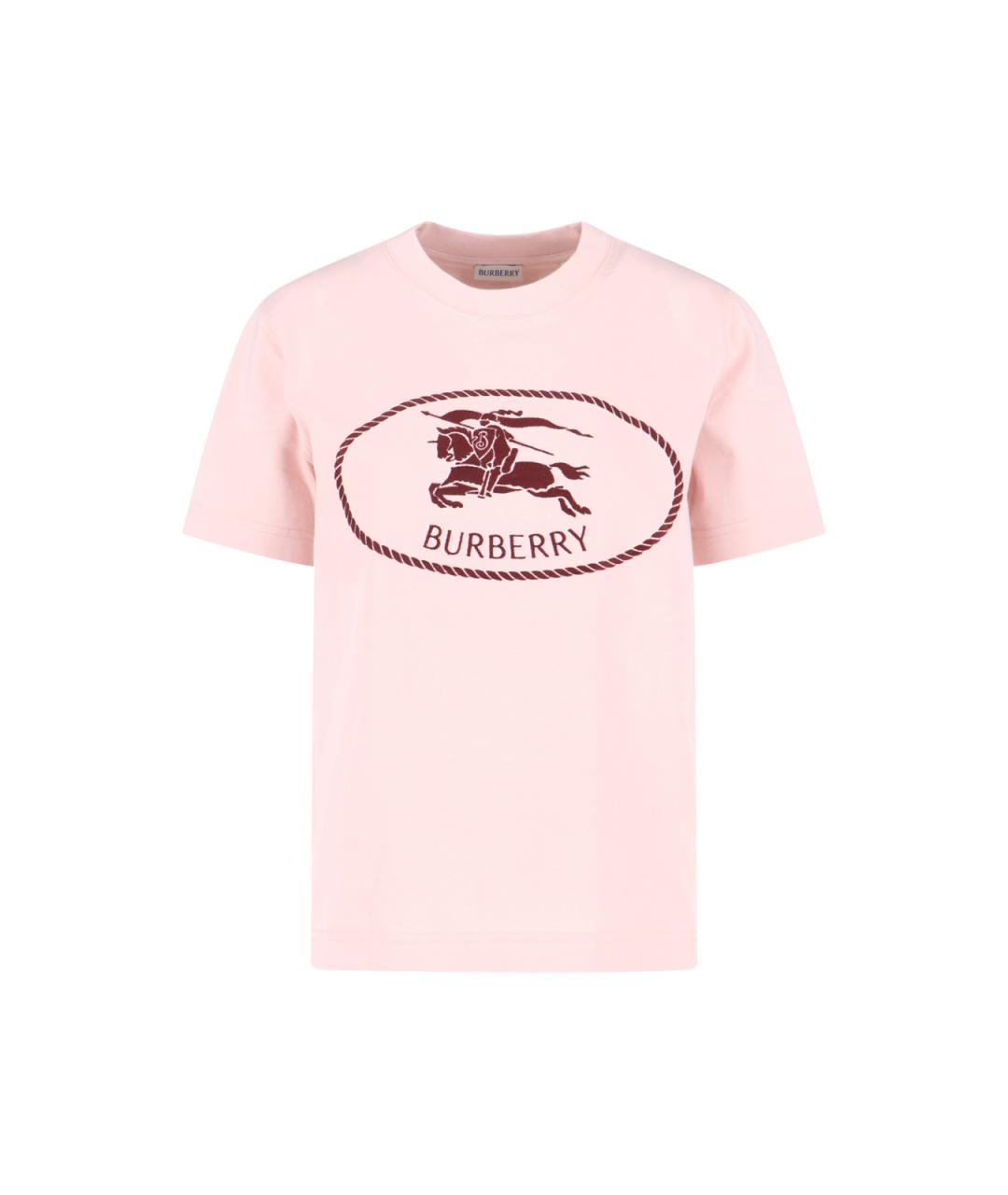 BURBERRY Розовая хлопковая футболка, фото 1