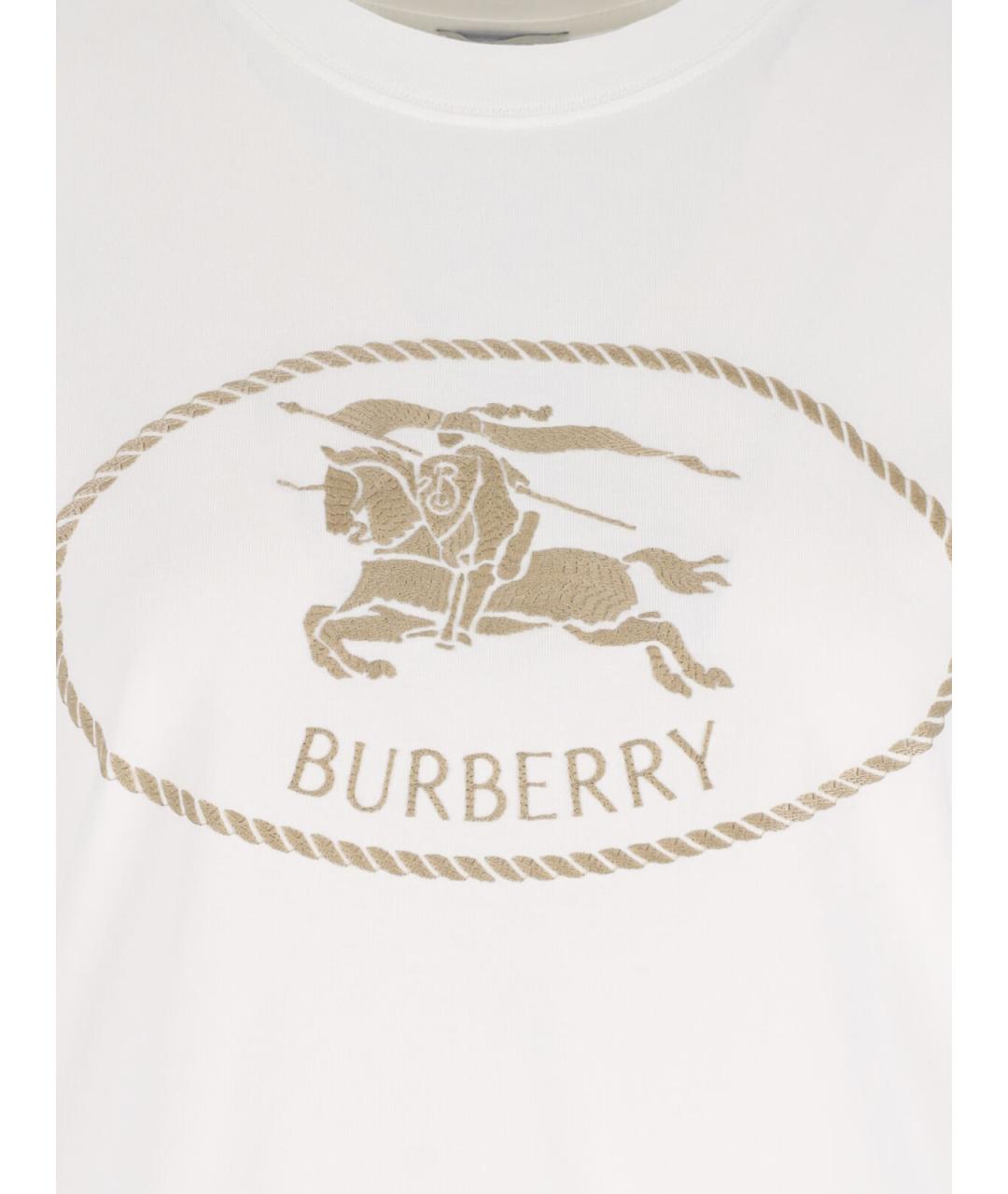 BURBERRY Белая хлопковая футболка, фото 3