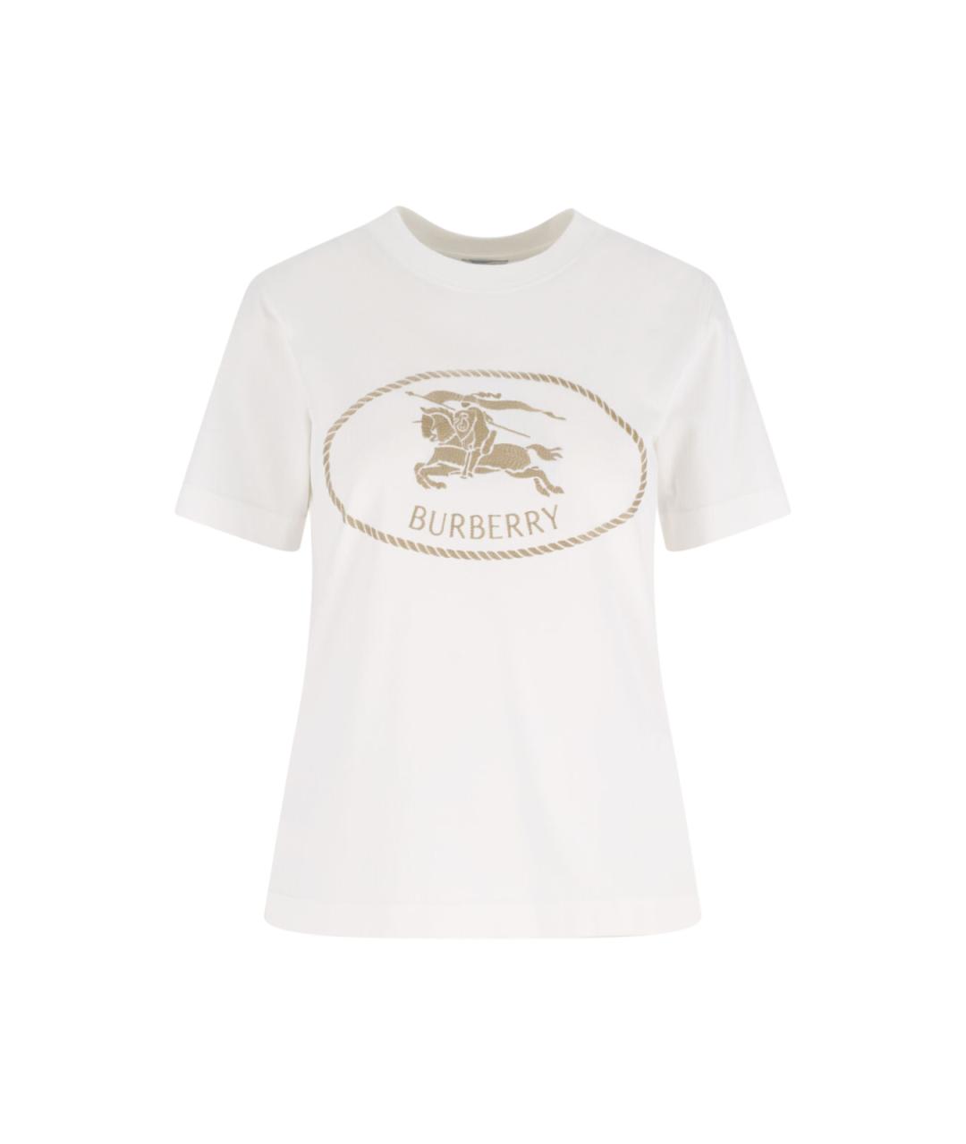 BURBERRY Белая хлопковая футболка, фото 1