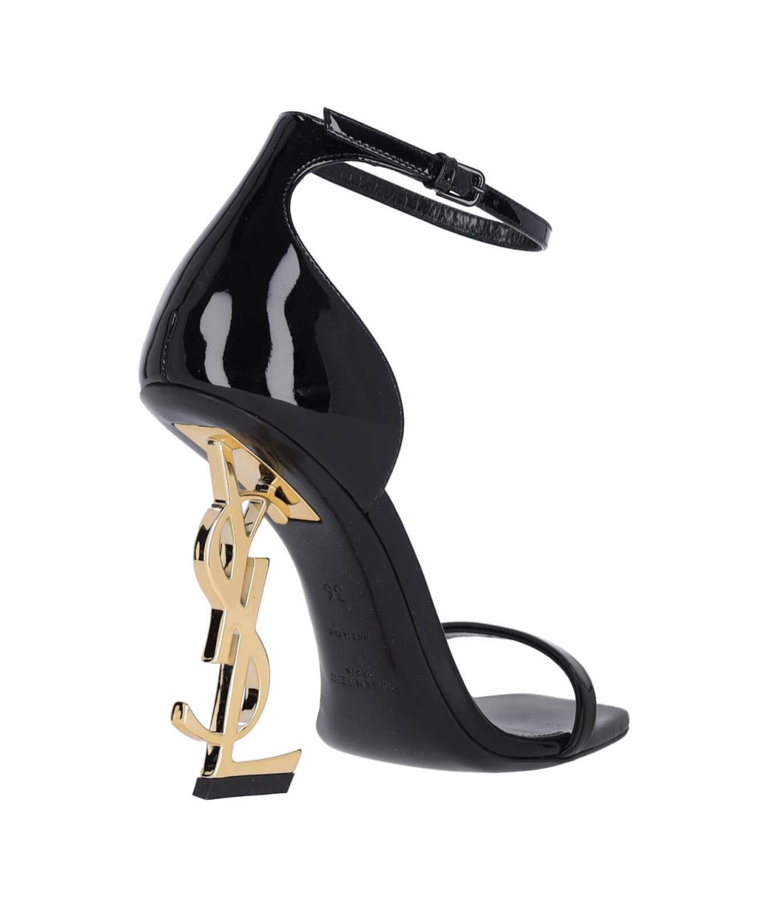 SAINT LAURENT Черные кожаные босоножки, фото 4