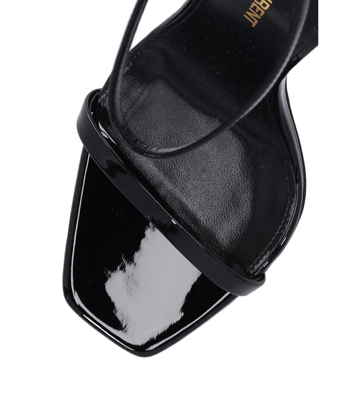 SAINT LAURENT Черные кожаные босоножки, фото 5