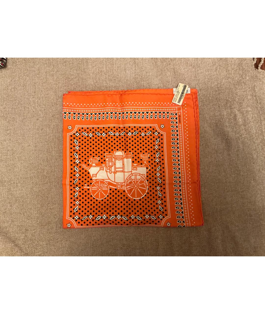 HERMES Оранжевый платок, фото 2