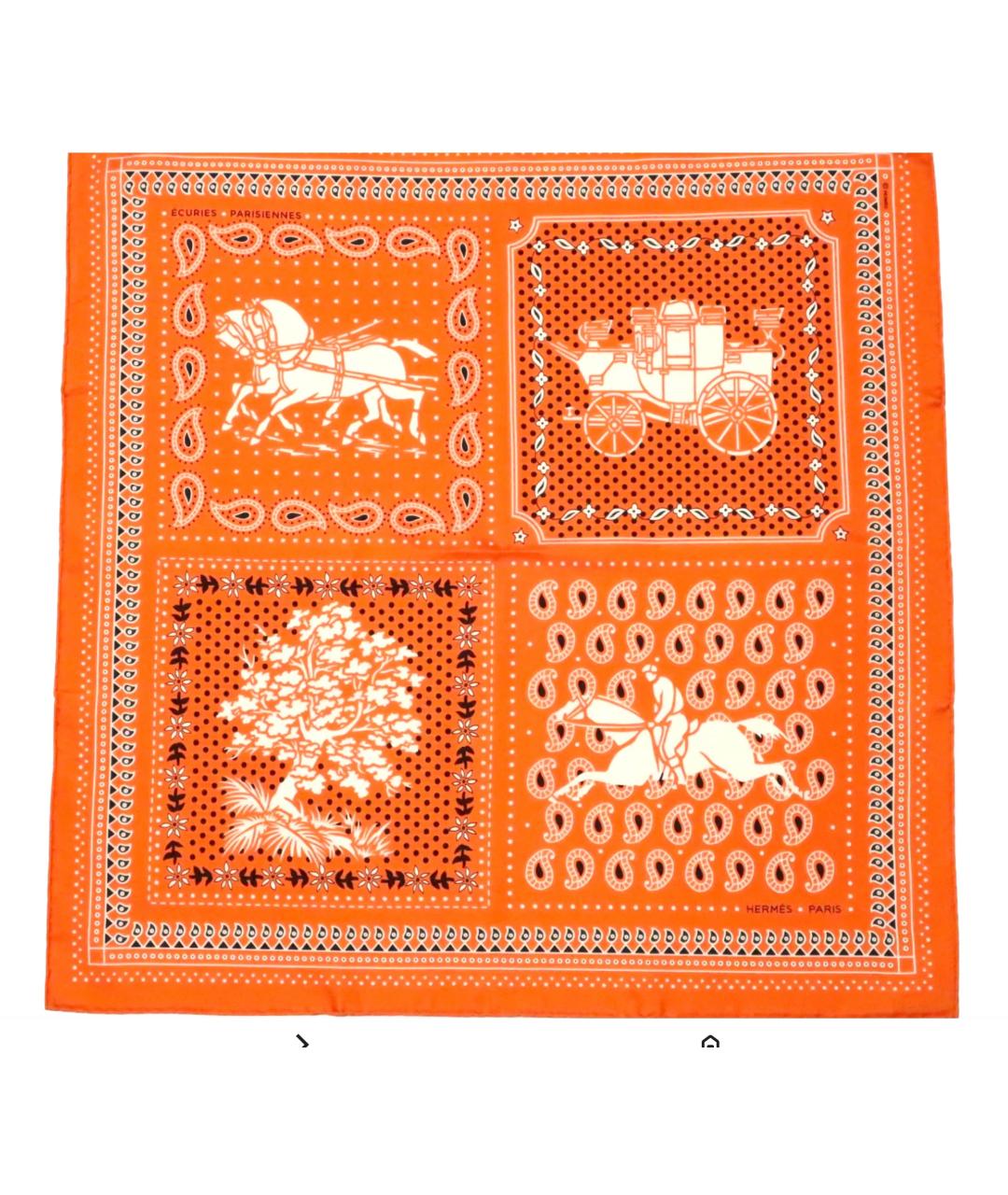 HERMES Оранжевый платок, фото 4
