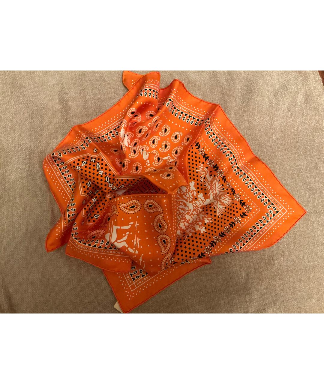 HERMES Оранжевый платок, фото 3