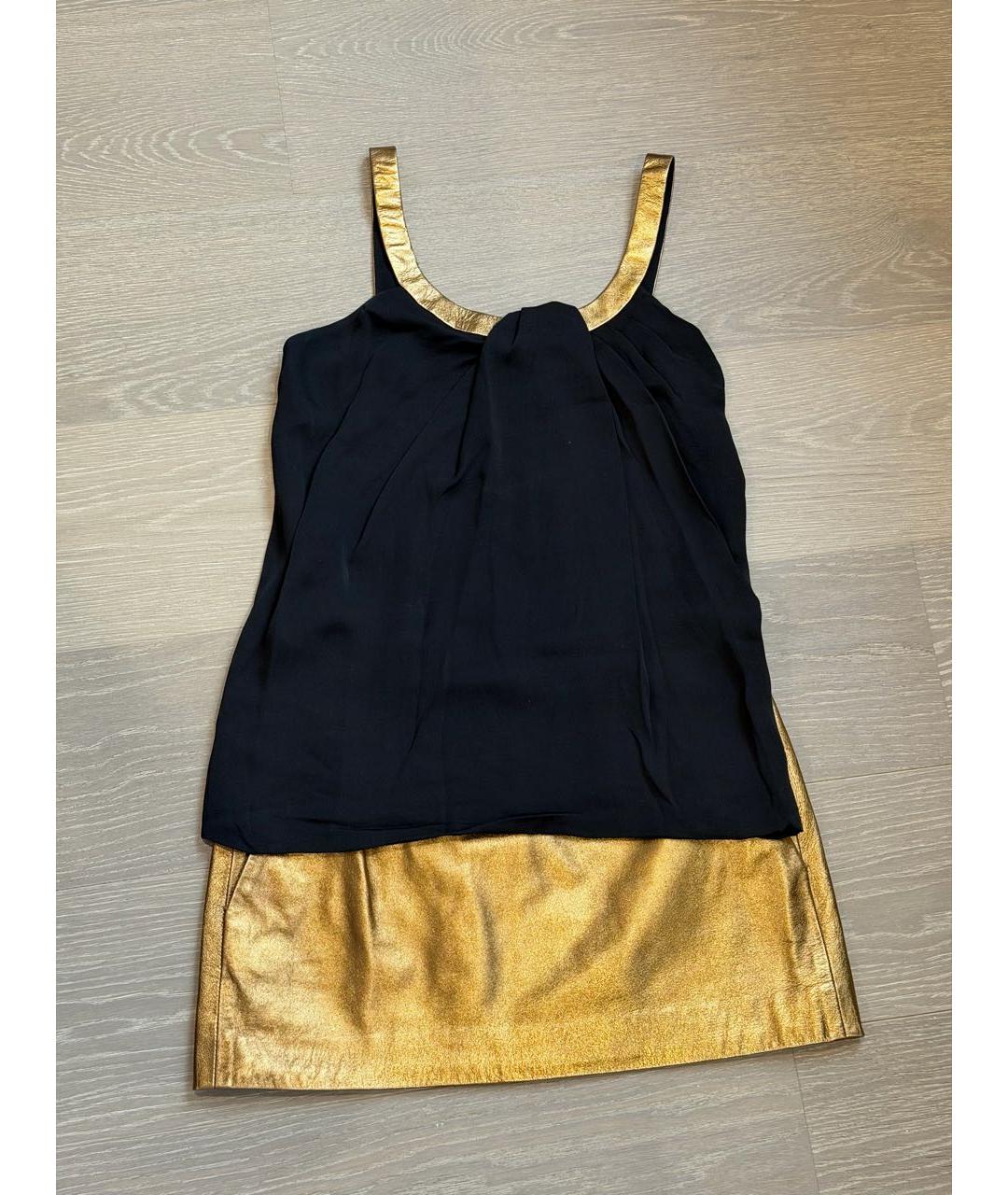 GUCCI Золотая кожаная юбка мини, фото 7