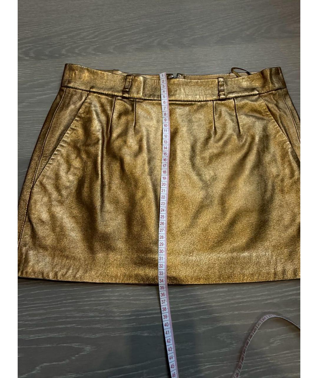 GUCCI Золотая кожаная юбка мини, фото 6