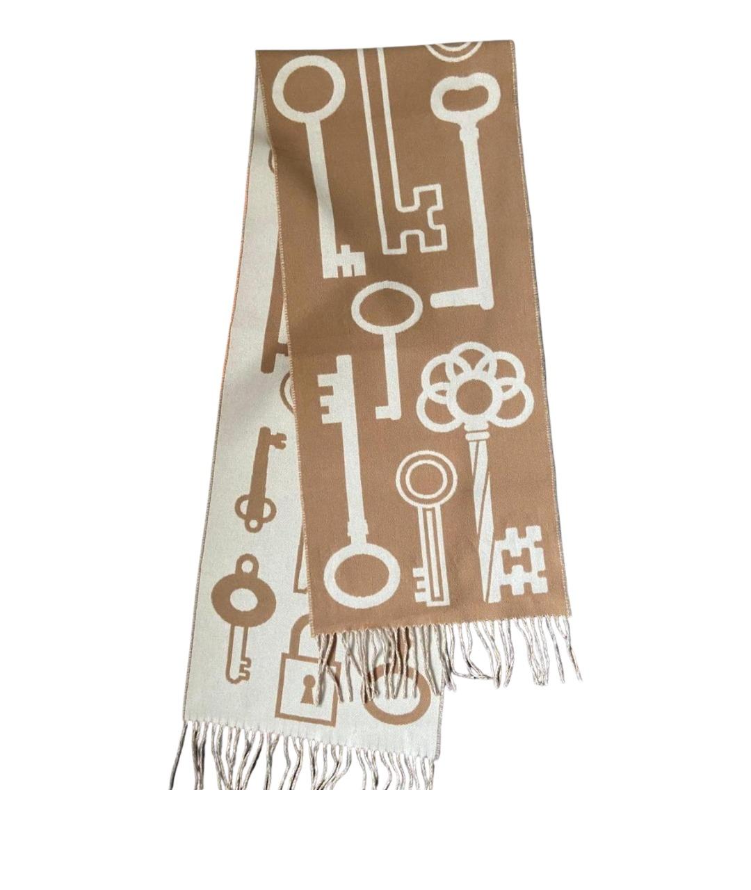 HERMES Бежевый кашемировый шарф, фото 1