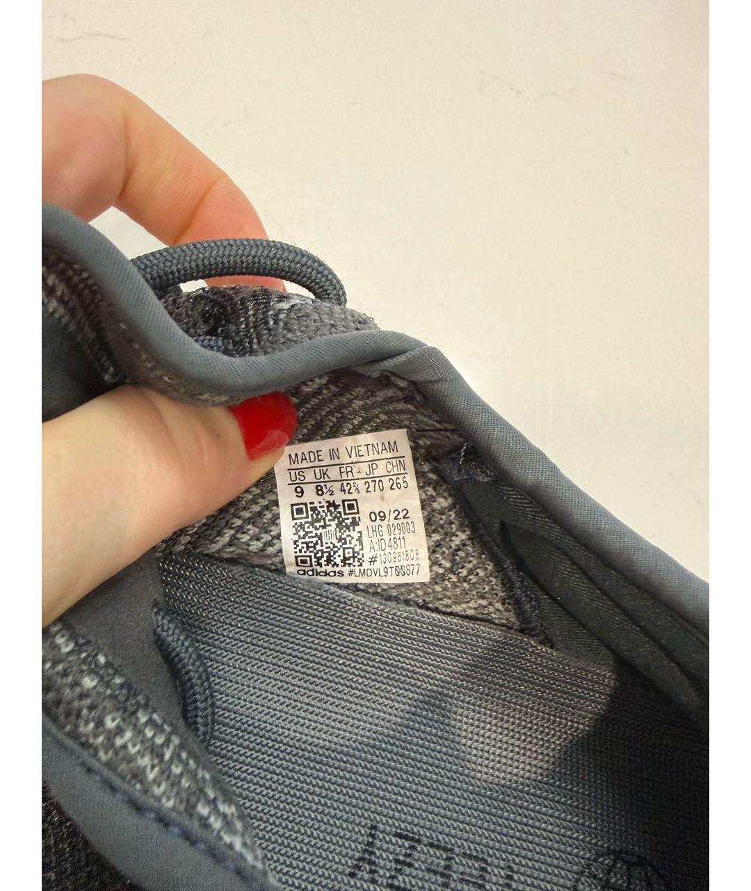 ADIDAS YEEZY Антрацитовые текстильные низкие кроссовки / кеды, фото 7