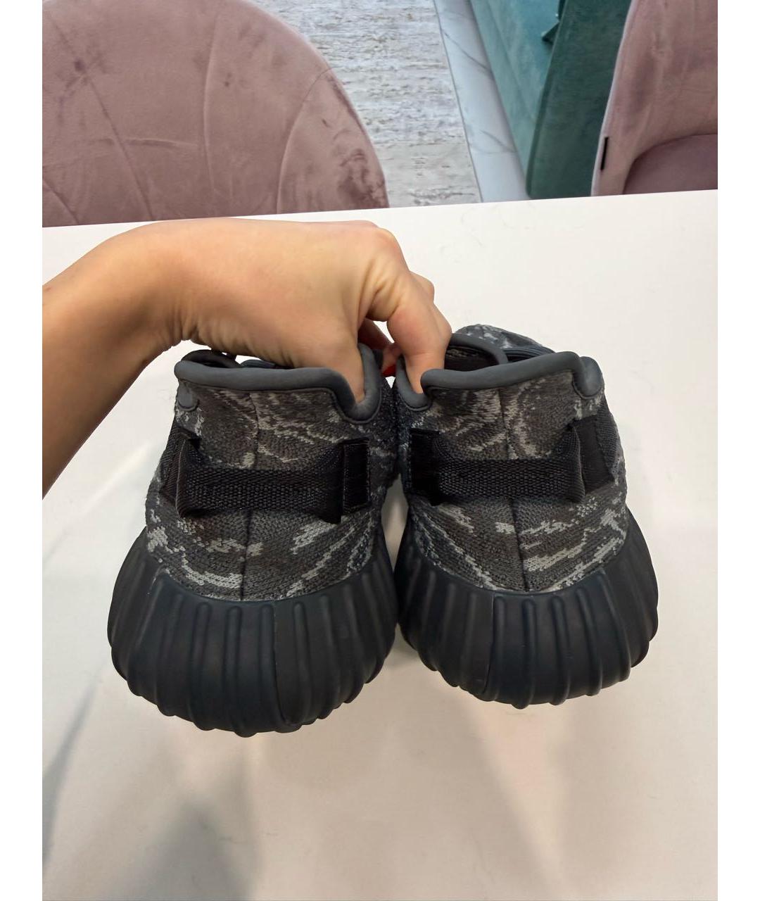 ADIDAS YEEZY Антрацитовые текстильные низкие кроссовки / кеды, фото 4
