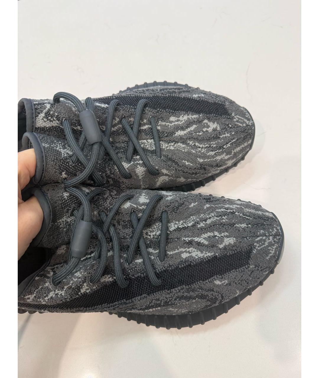 ADIDAS YEEZY Антрацитовые текстильные низкие кроссовки / кеды, фото 3