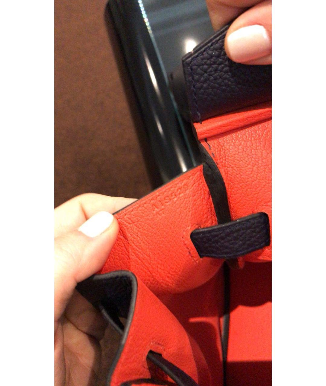 HERMES Темно-синяя кожаная сумка с короткими ручками, фото 2