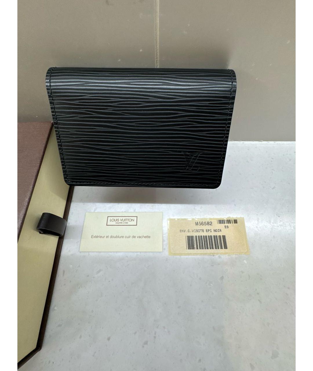LOUIS VUITTON Черная кожаная визитница, фото 4
