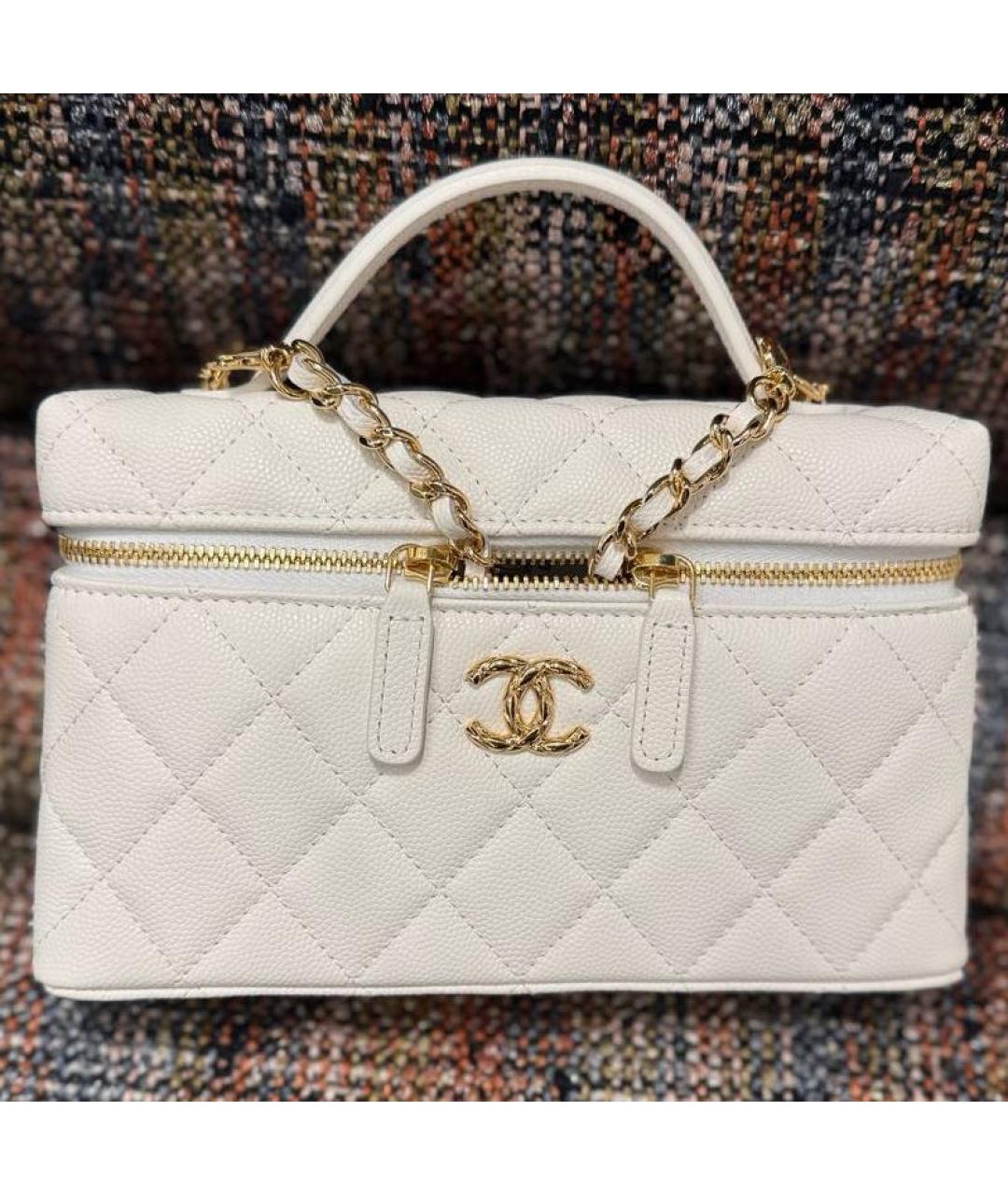 CHANEL Белая кожаная сумка через плечо, фото 4