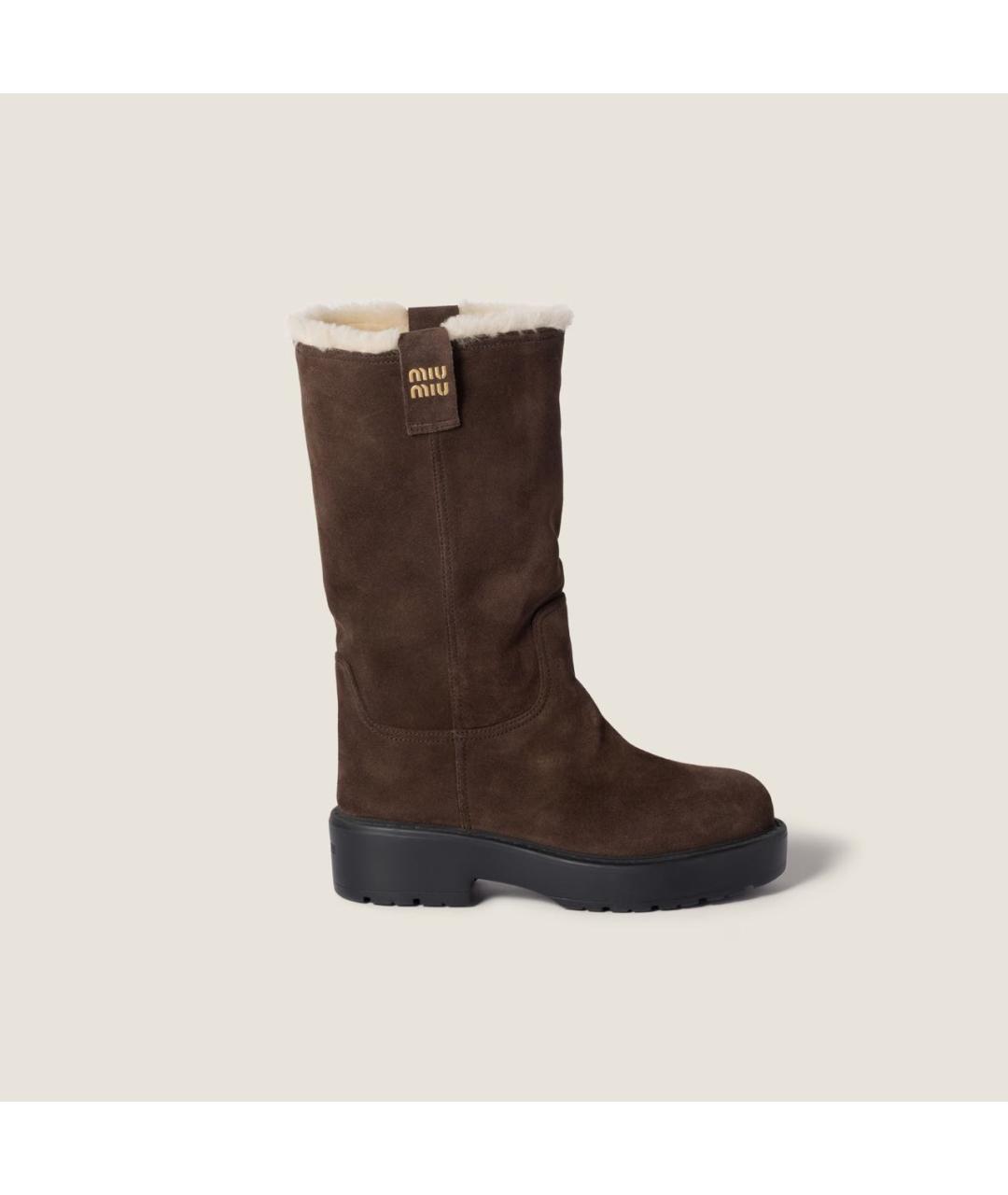 MIU MIU Коричневые замшевые сапоги, фото 4