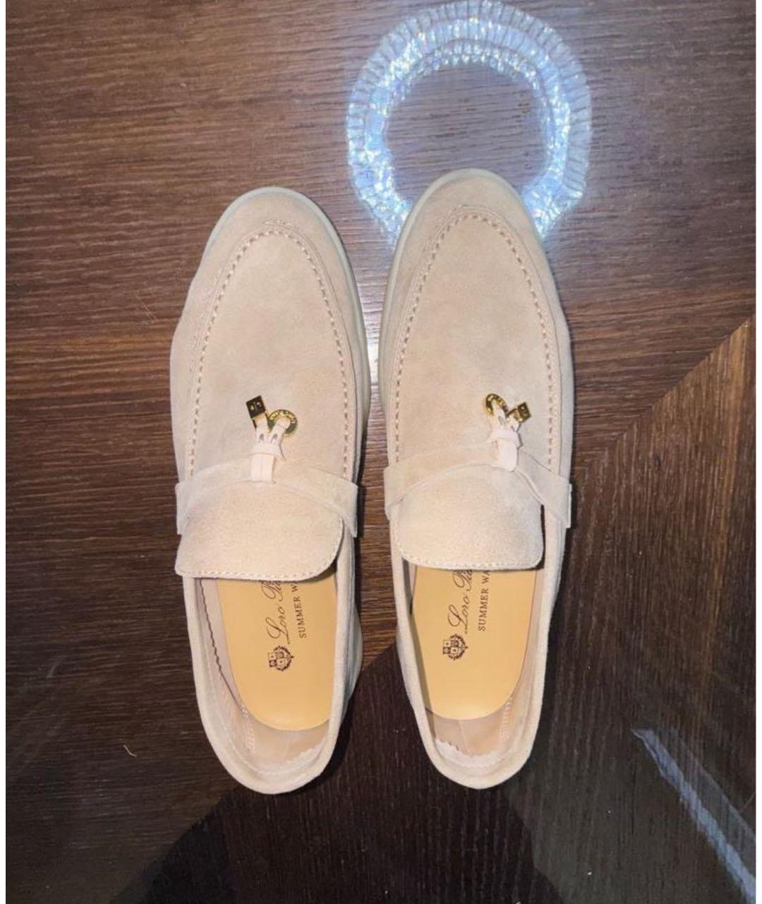 LORO PIANA Бежевые замшевые лоферы, фото 3