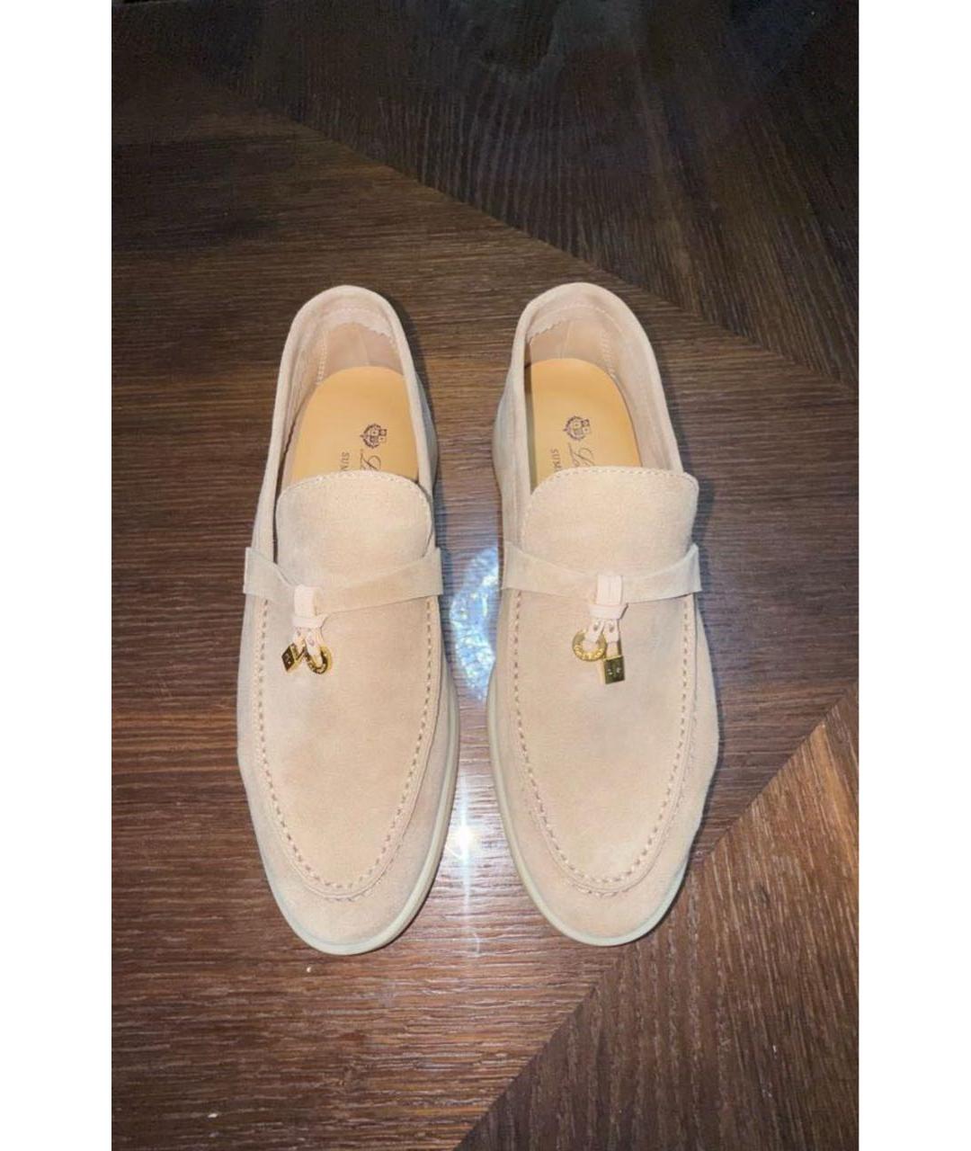 LORO PIANA Бежевые замшевые лоферы, фото 2