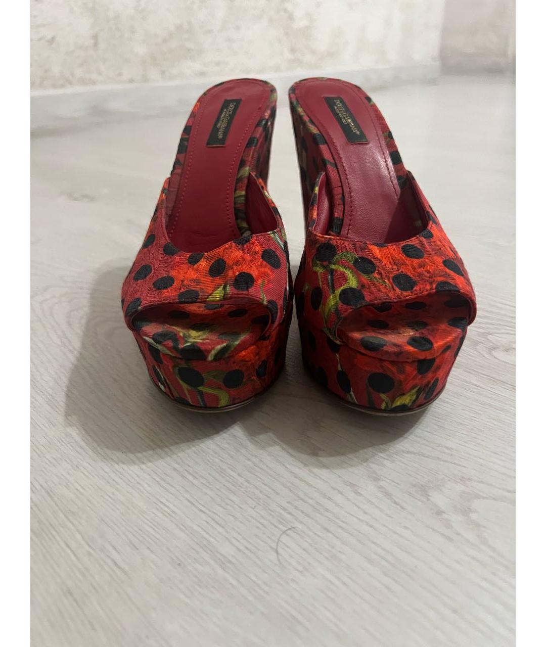DOLCE&GABBANA Красные текстильные шлепанцы, фото 2
