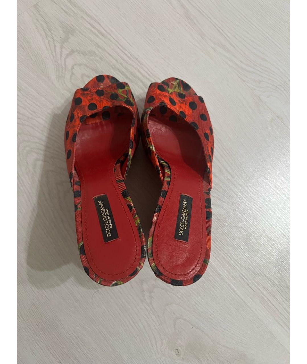 DOLCE&GABBANA Красные текстильные шлепанцы, фото 3