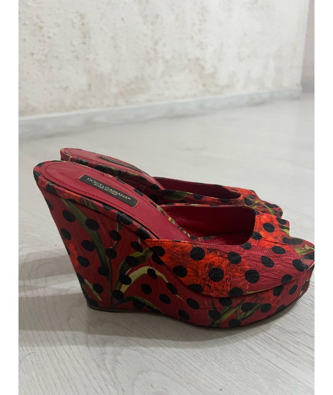 DOLCE&GABBANA Красные текстильные шлепанцы, фото 9