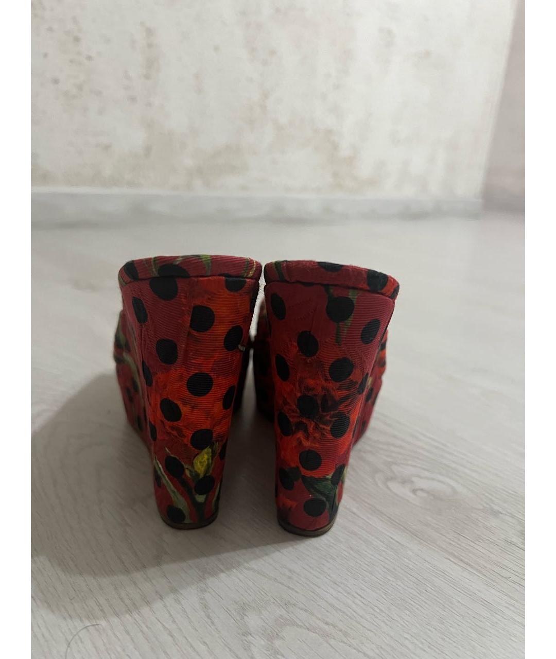 DOLCE&GABBANA Красные текстильные шлепанцы, фото 4