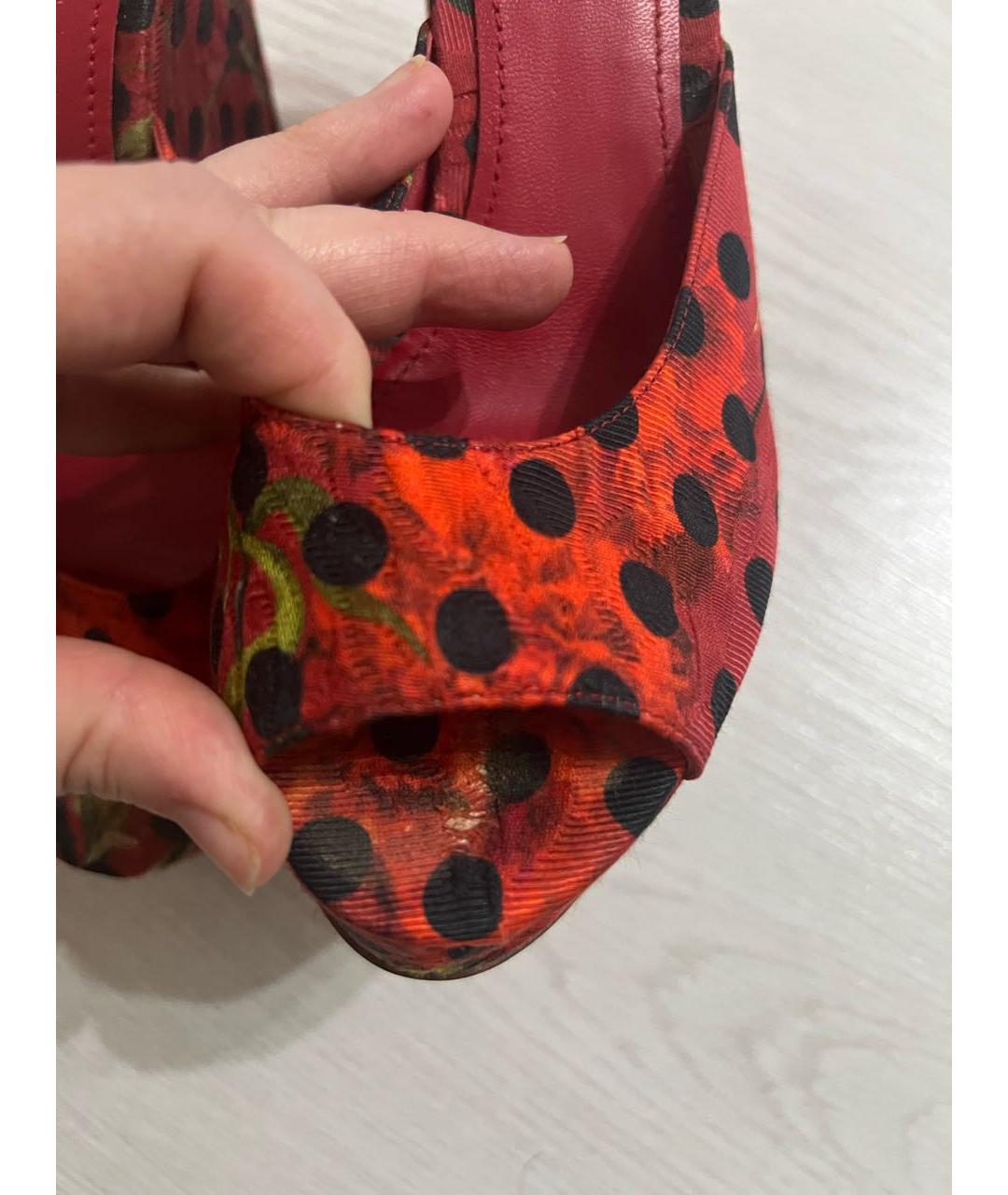 DOLCE&GABBANA Красные текстильные шлепанцы, фото 6