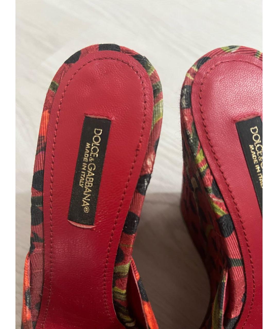 DOLCE&GABBANA Красные текстильные шлепанцы, фото 8