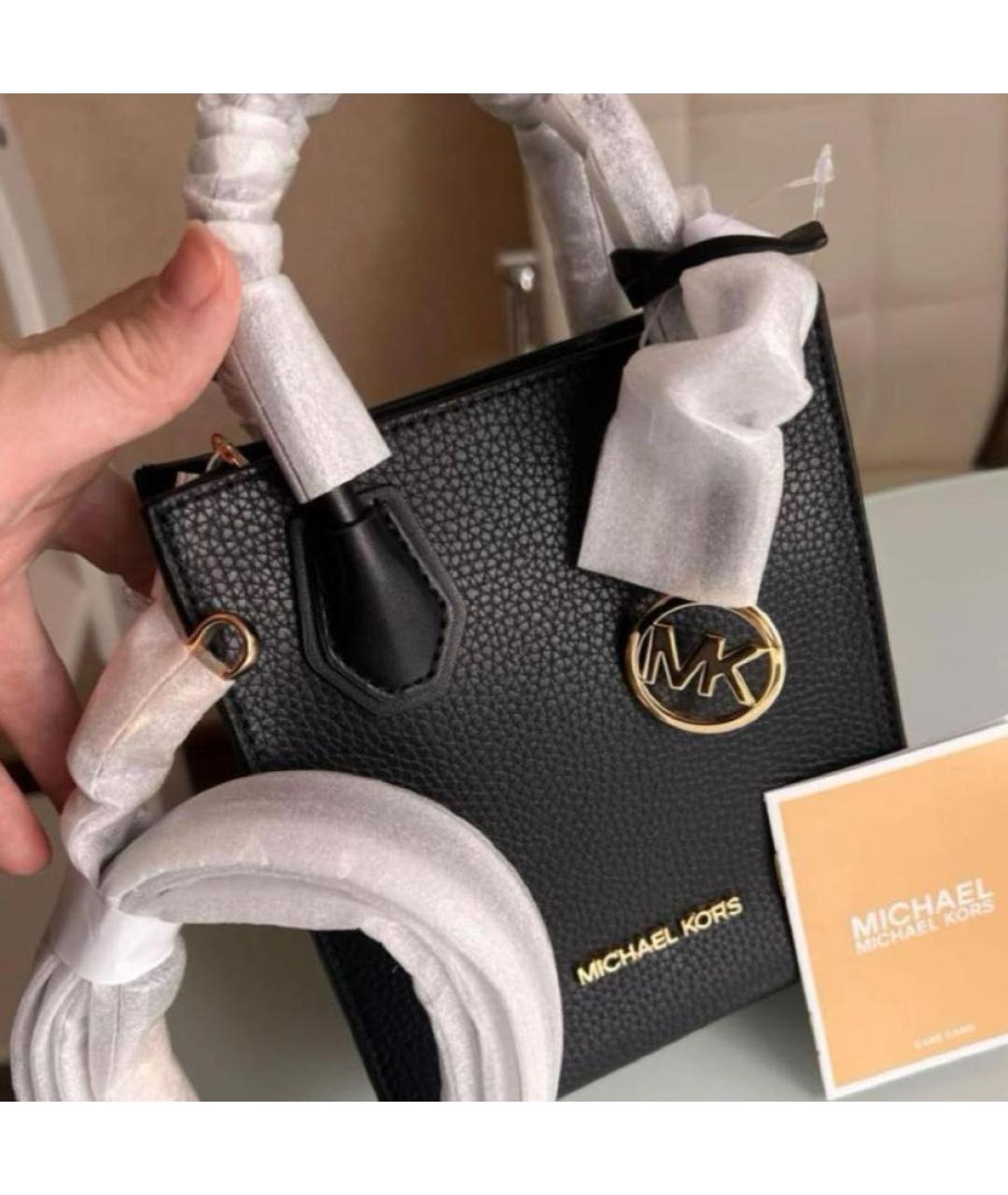 MICHAEL KORS Черная кожаная сумка с короткими ручками, фото 5