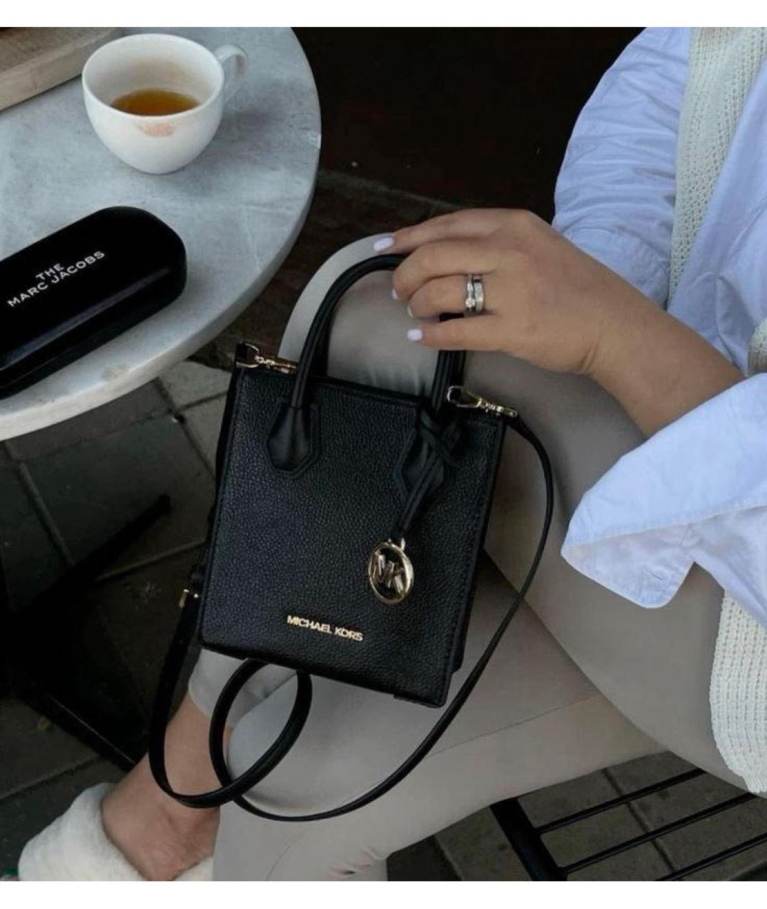 MICHAEL KORS Черная кожаная сумка с короткими ручками, фото 7