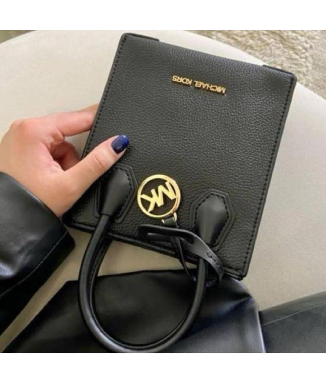 MICHAEL KORS Черная кожаная сумка с короткими ручками, фото 3