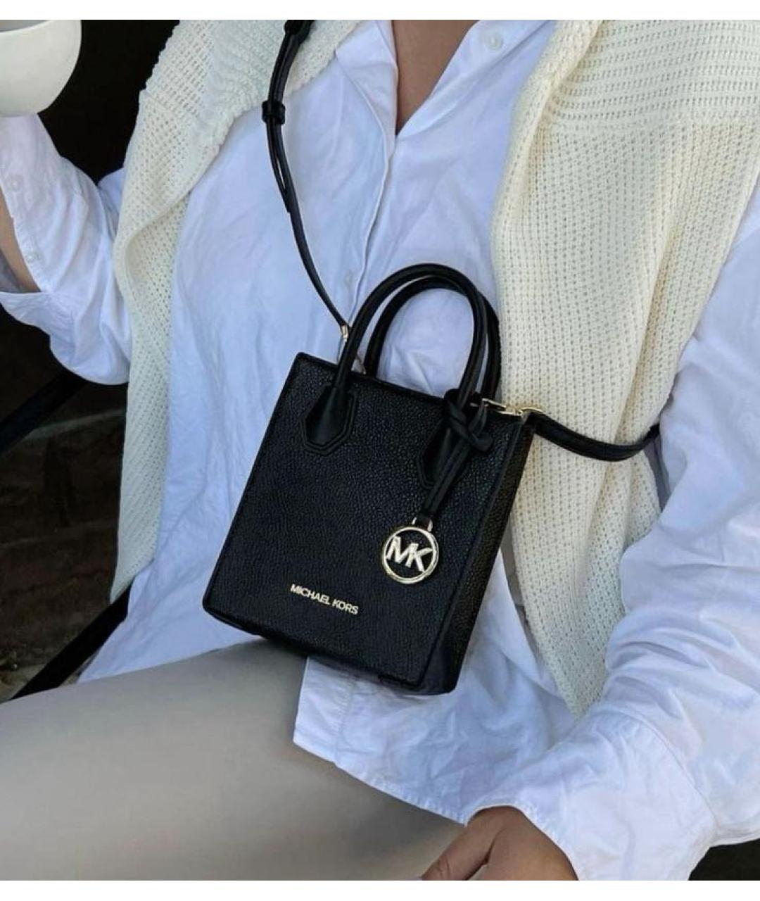 MICHAEL KORS Черная кожаная сумка с короткими ручками, фото 8