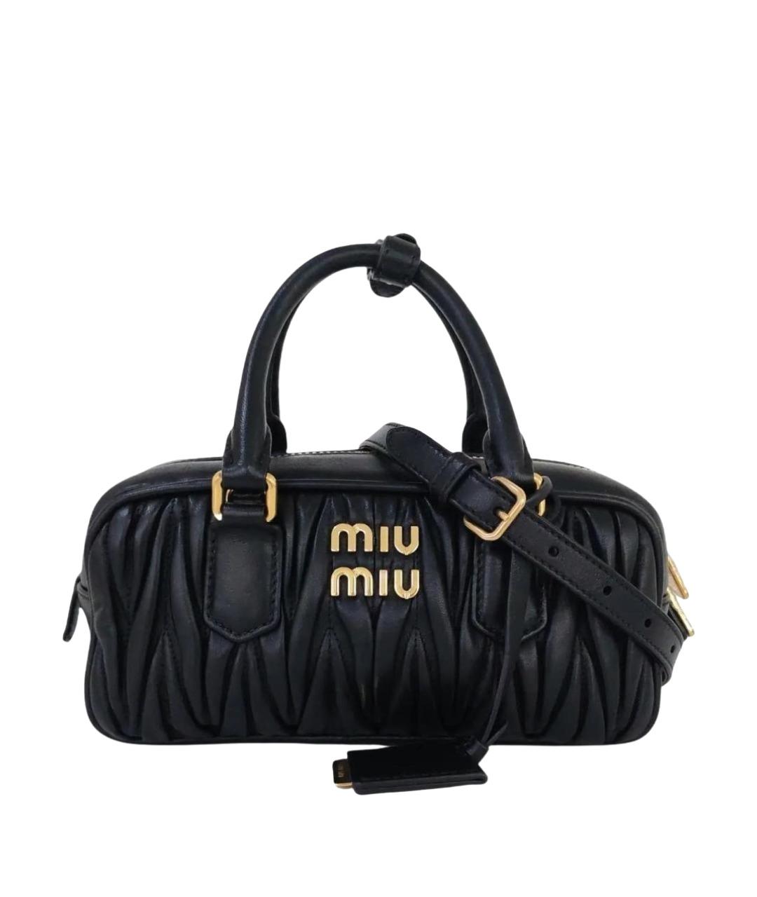 MIU MIU Черная кожаная сумка с короткими ручками, фото 1